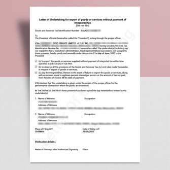 Filing of GST LUT Form